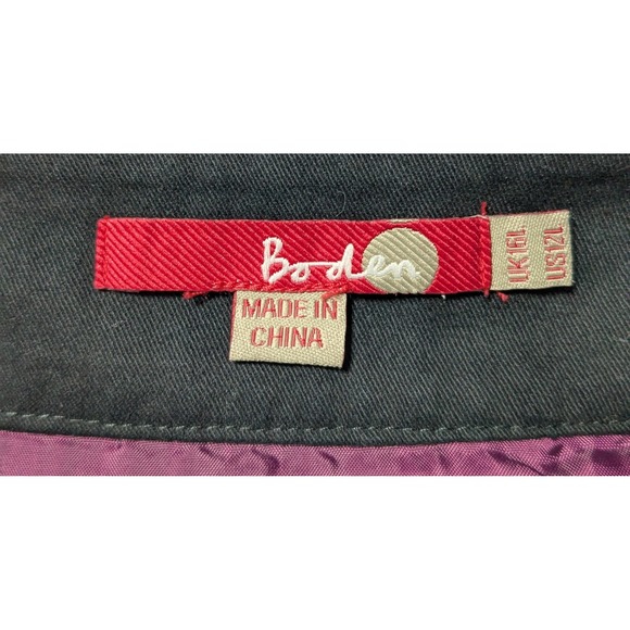 Boden Embroidered Leaves Lined Cotton Black Skirt - Women 12L EUC - Picture 4 of 13